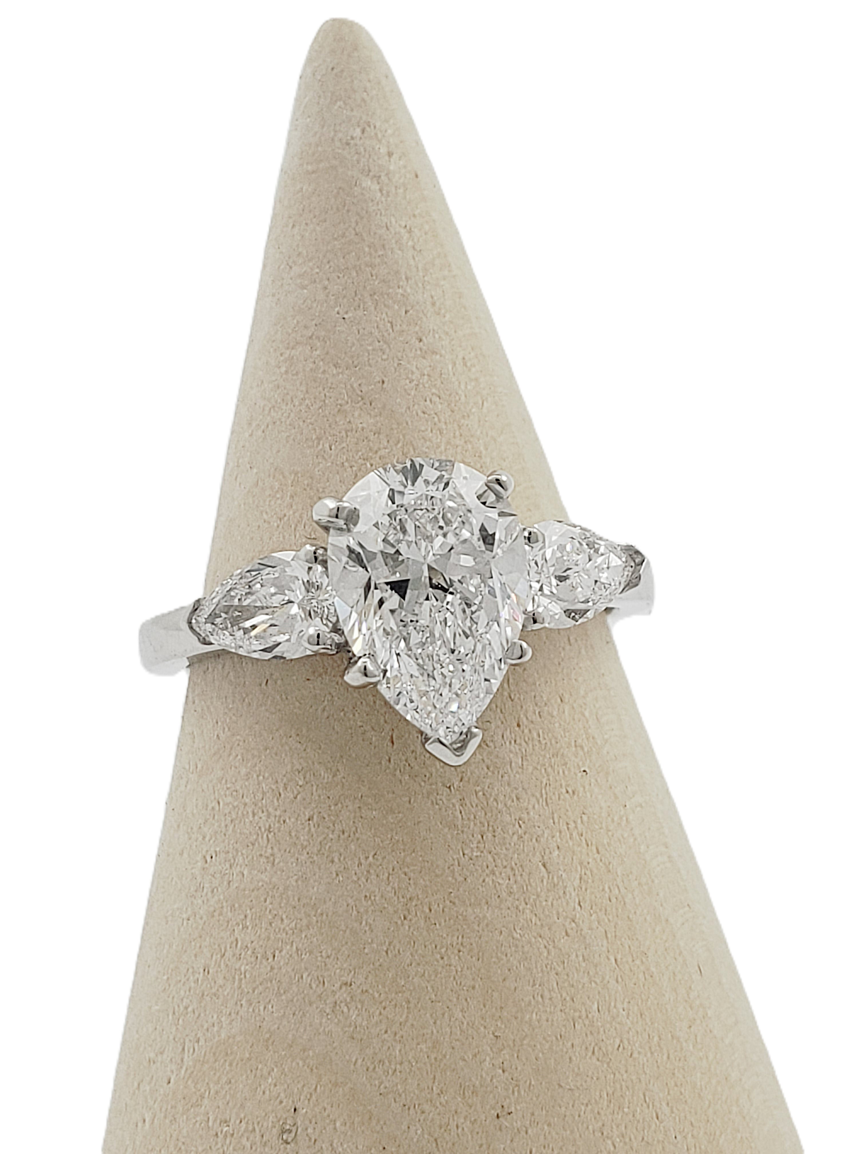 Three Stone Pear Shape Diamond Ring
